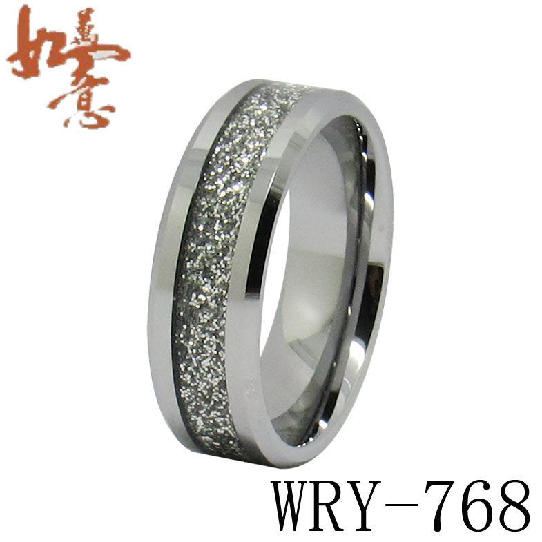 Black and White Bling Inlay Tungsten Ring WRY-768