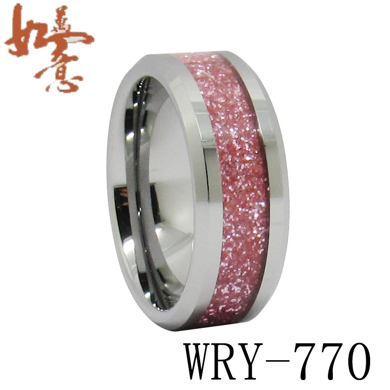Pink Bling Inlay Tungsten Ring WRY-770