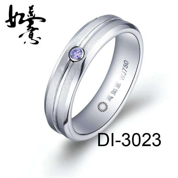 6mm White Tungsten Ring with CZ  DI-3033