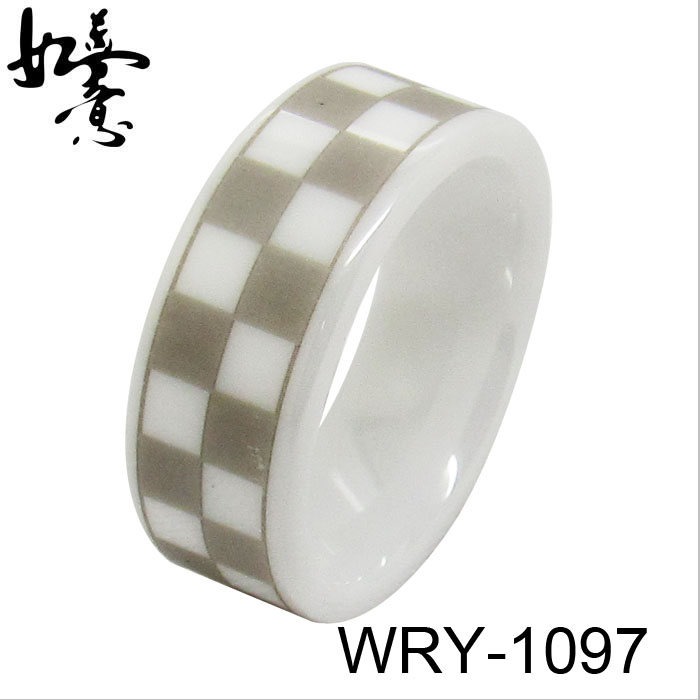 8mm Engraving White Zirconia Ceramic Ring WRY-1097