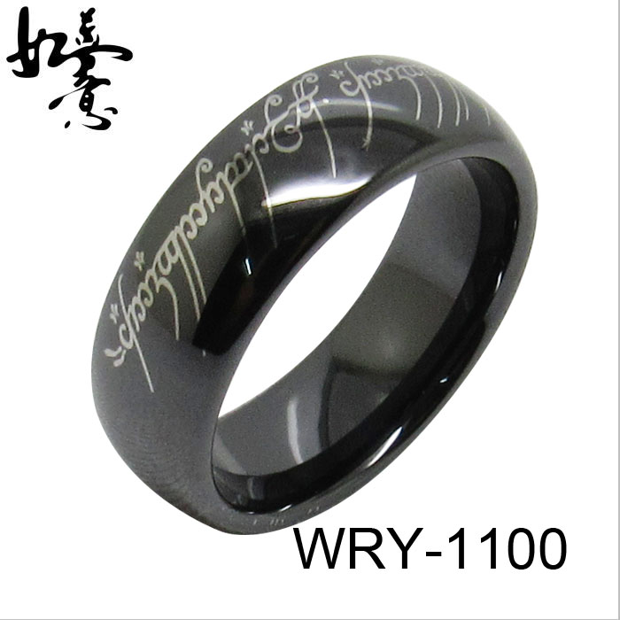 White Plated Black Zirconia Ceramic Ring WRY-1100