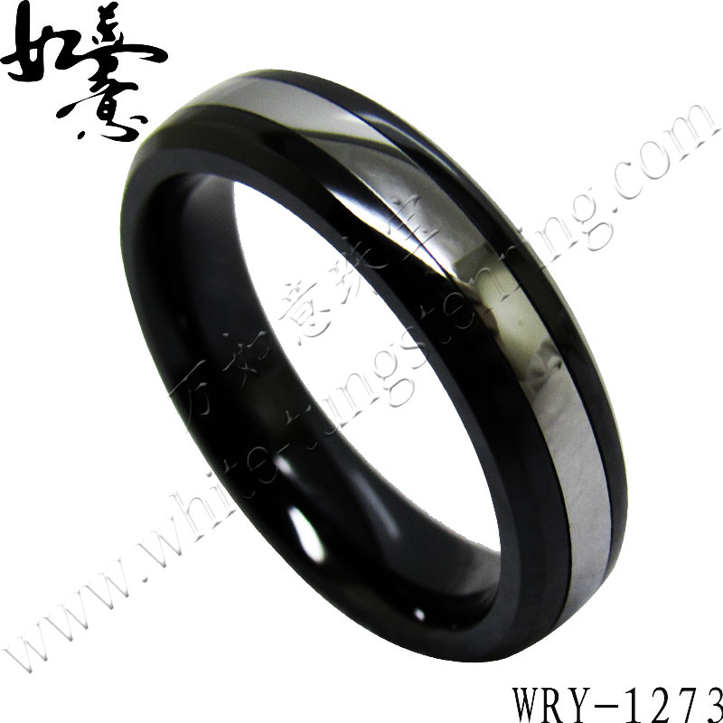 6mm Ceramic and Tungsten inlay Ring WRY-1273