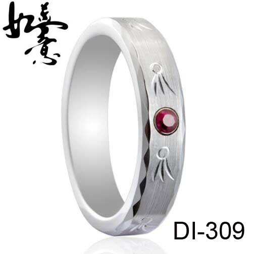Ruby inlay Tungsten Wedding Ring DI-309