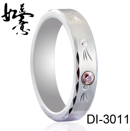 Pink Diamond Tungsen Wedding Ring DI-3011