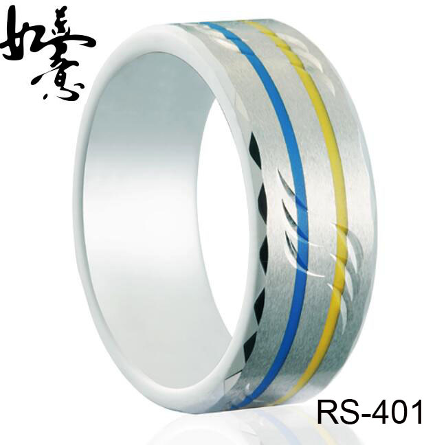 8mm Unique Carved Tungsten Ring RS-401