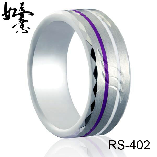 8mm Unique Carved Tungsten Ring RS-402