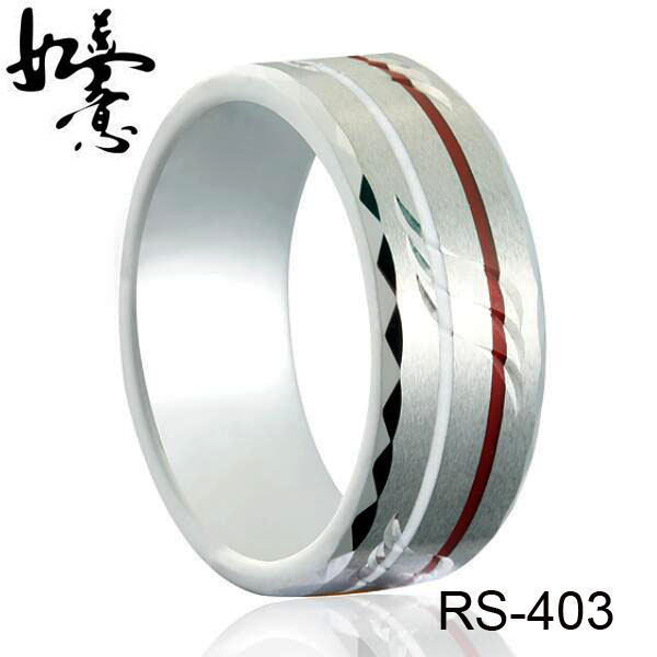 8mm Unique Carved Tungsten Ring RS-403