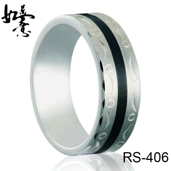 8mm Unique Carved Tungsten Ring RS-406