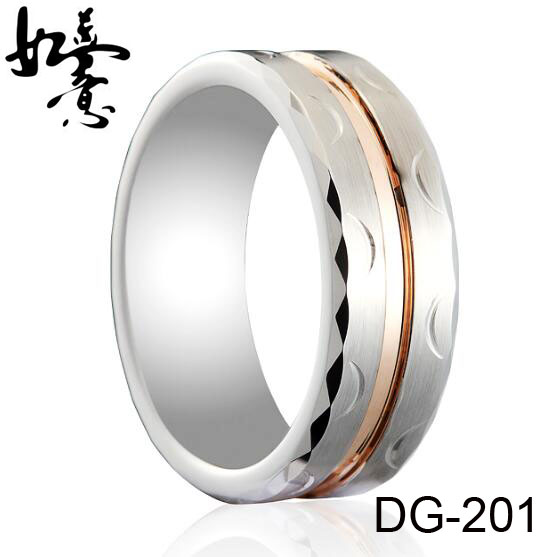 8mm Unique Carved Tungsten Ring DG-201