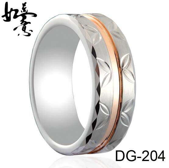 8mm Unique Carved Tungsten Ring DG-204