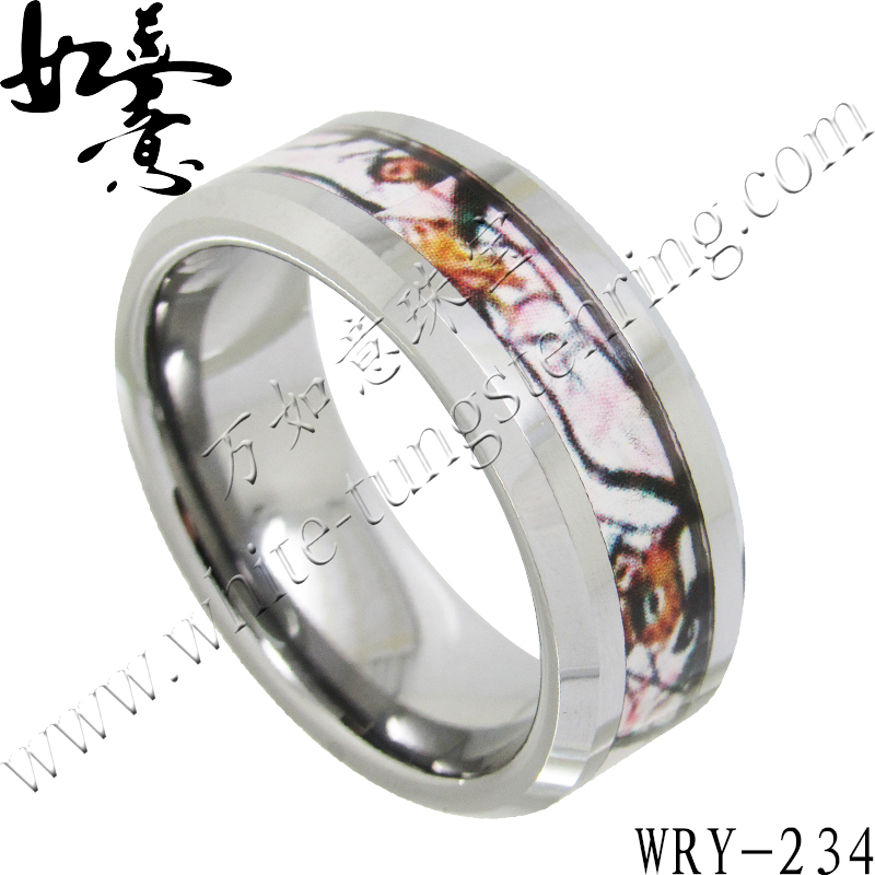 8mm Tree Picture inlay Tungsten Ring WRY-234