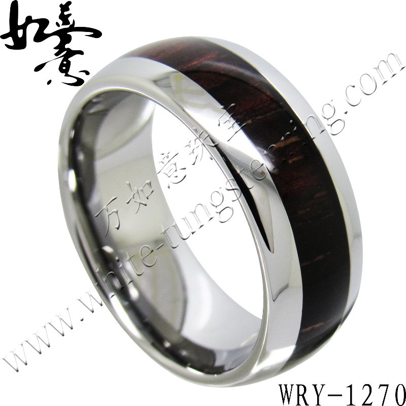 Ebony Wood Inlay Tungsten Ring WRY-1270