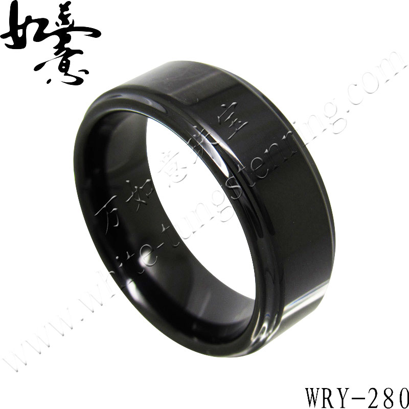 High Polish Step Black Tungsten Ring WRY-280