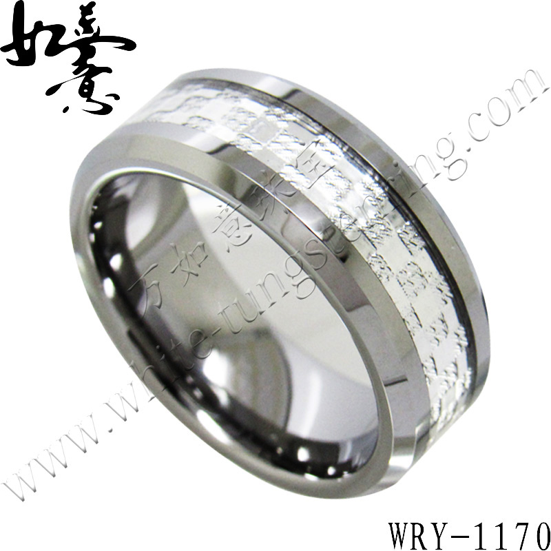 Silver inlay Tungsten Ring WRY-1170