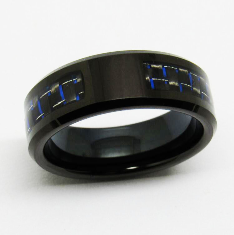blue and black carbon fiber Tungsten Ring WRY-666