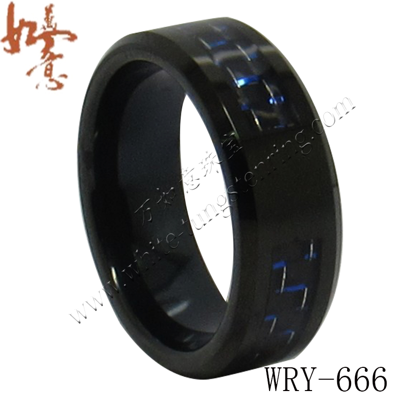 Flat Black Carbon Fiber Tungsten Ring