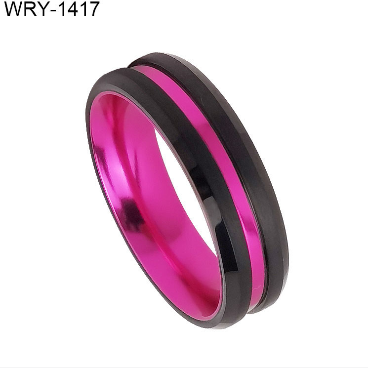 Pink inlay Tungsten Ring