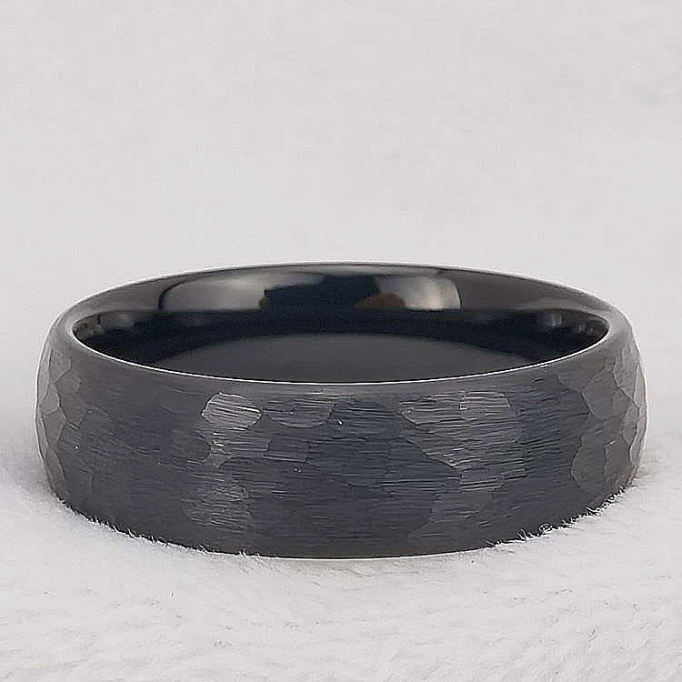 Hammered Black Tungsten Ring