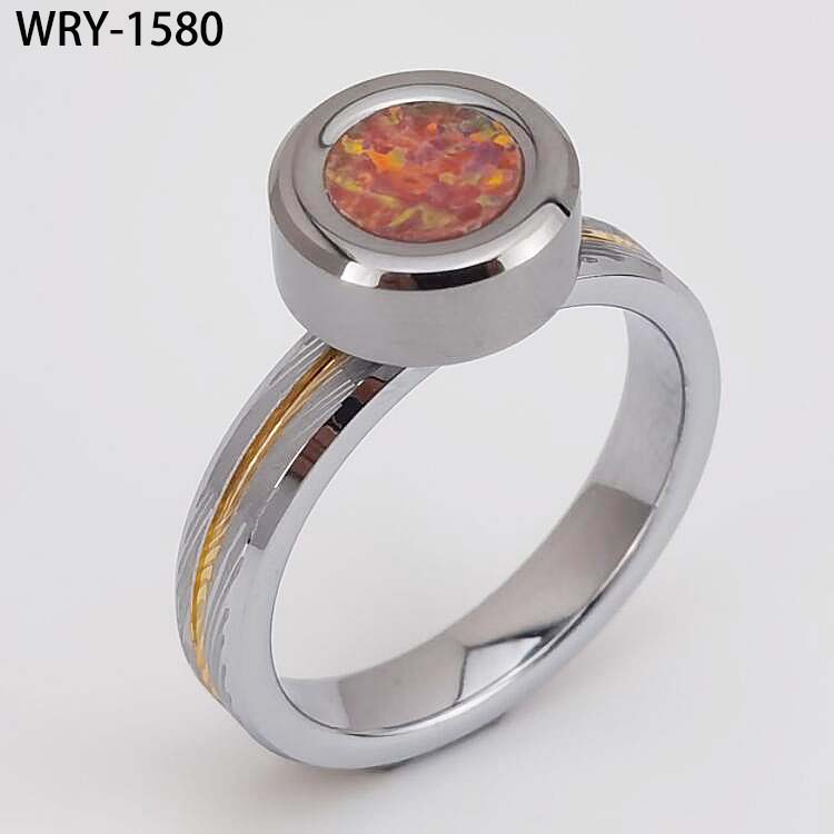 Orange Opal inly Spin Tungsten Ring