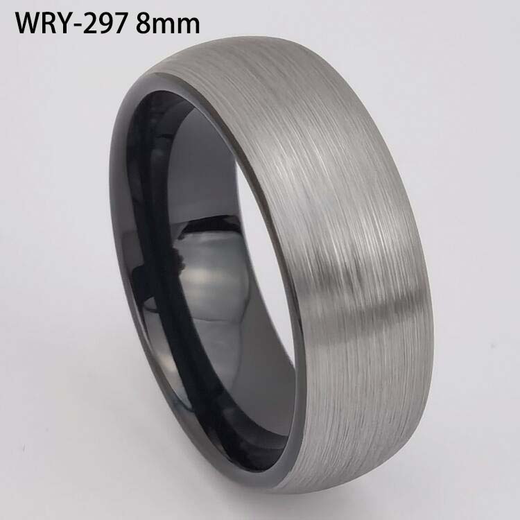 Brush Black Tungsten Ring Silver Surface