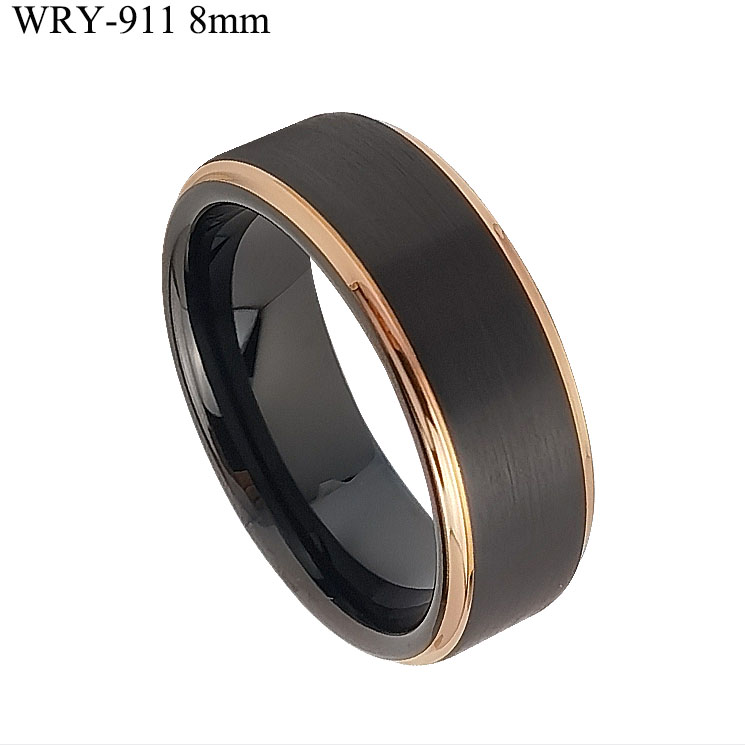 Rose Gold and Black Tungsten Ring 8mm