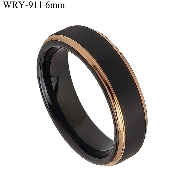 Rose Gold and Black Tungsten Ring 6mm
