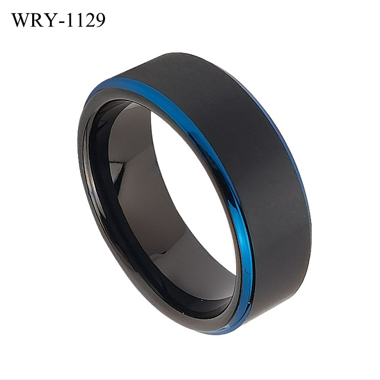 Blue and BLack Tungsten Ring 8mm