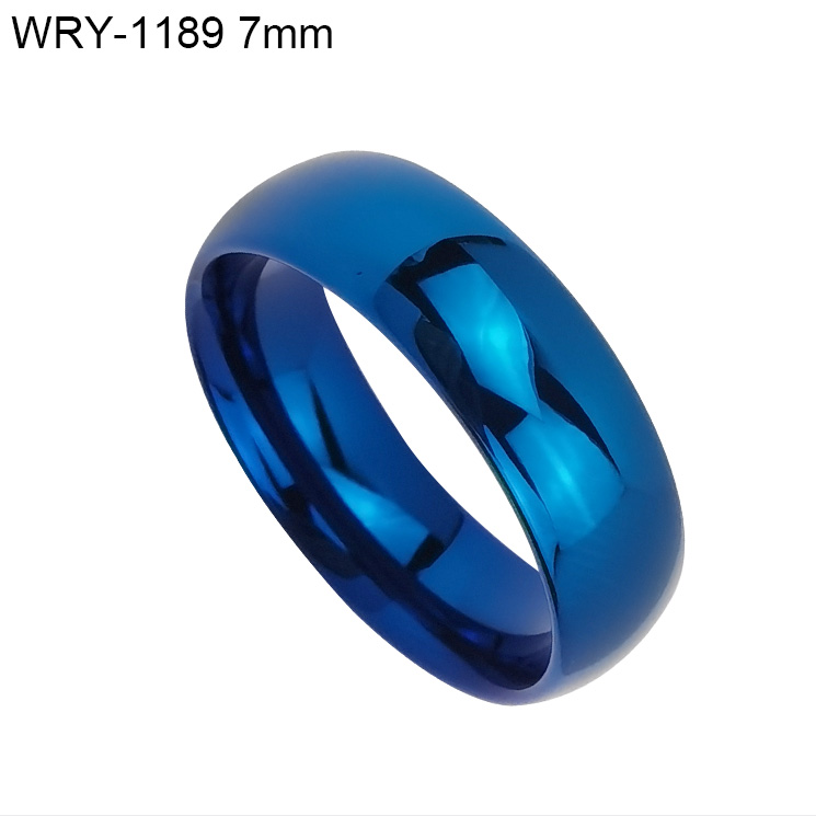 7mm Domed Polished Blue Tungsten Ring