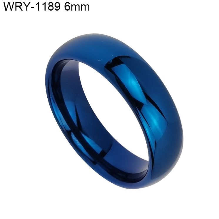 6mm Domed Polished Blue Tungsten Ring
