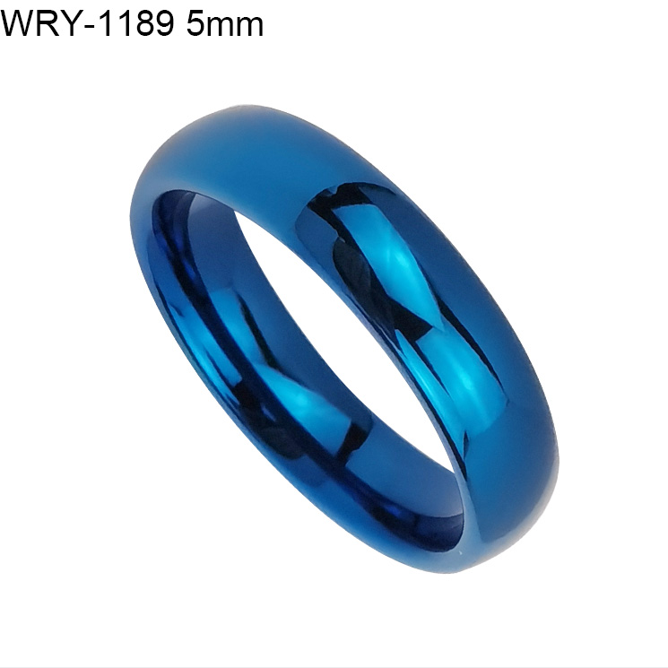 5mm Domed Polished Blue Tungsten Ring