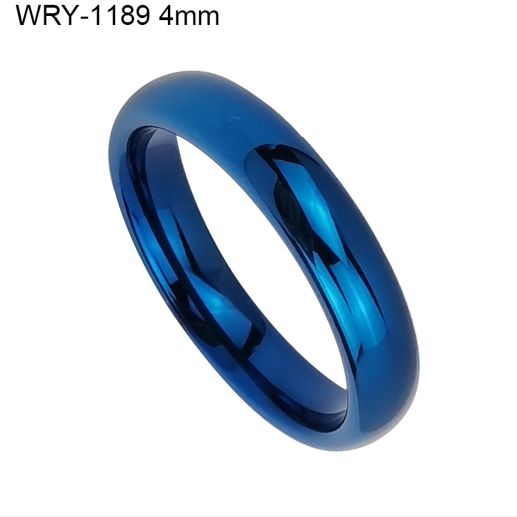 4mm Domed Polished Blue Tungsten Ring