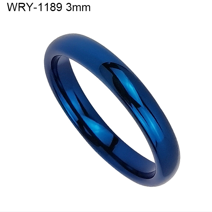 3mm Domed Polished Blue Tungsten Ring