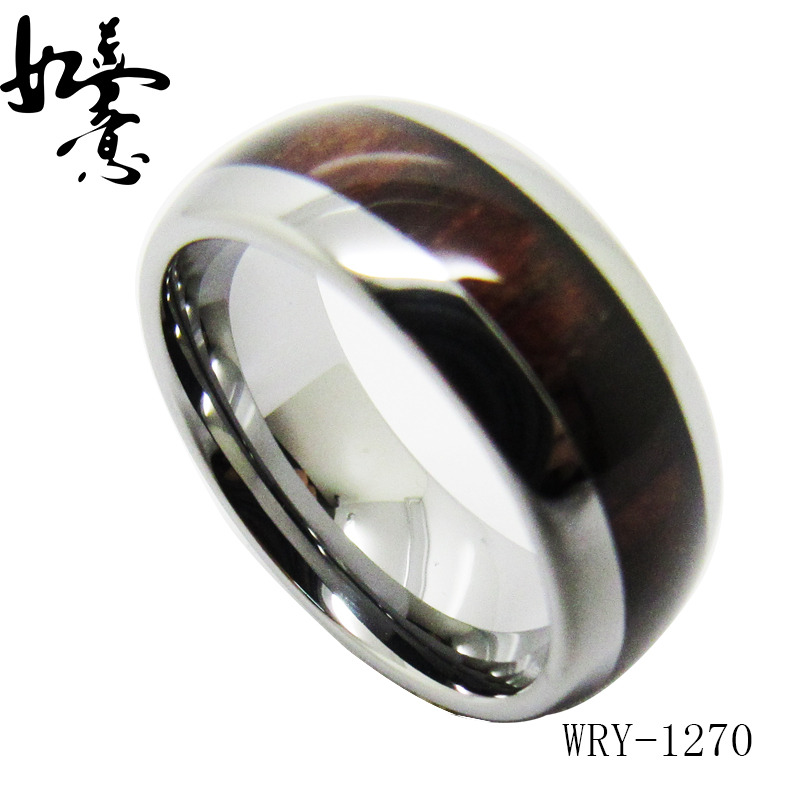 Dark Wood inlay Tungsten Ring