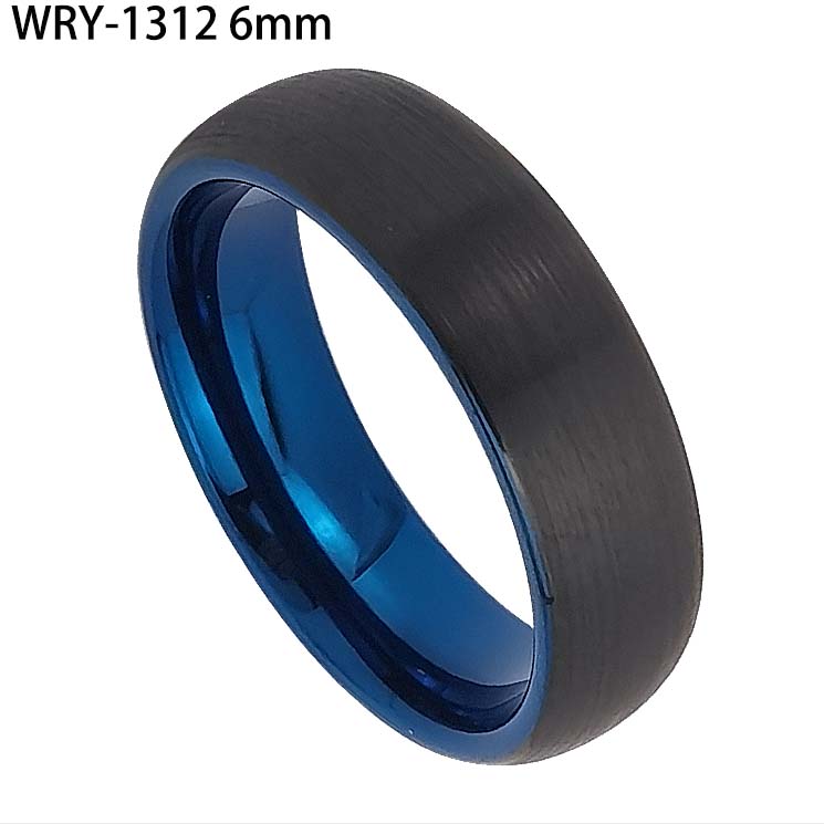 6mm Blue and Black Two Tone Tungsten Ring
