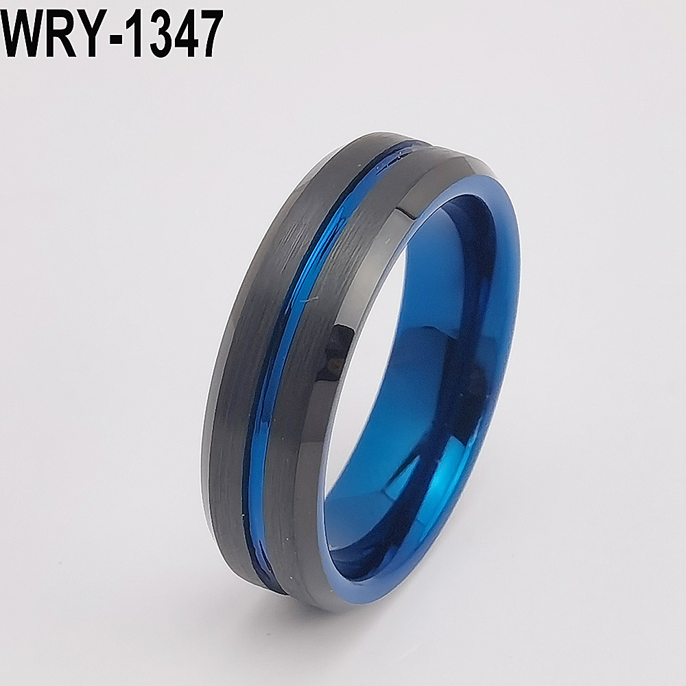 6mm Blue and Black Tungsten Band
