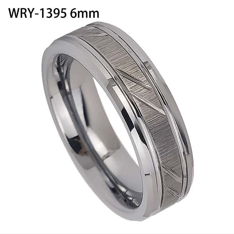 6mm New Cool Groove and Brushed Tungsten Ring
