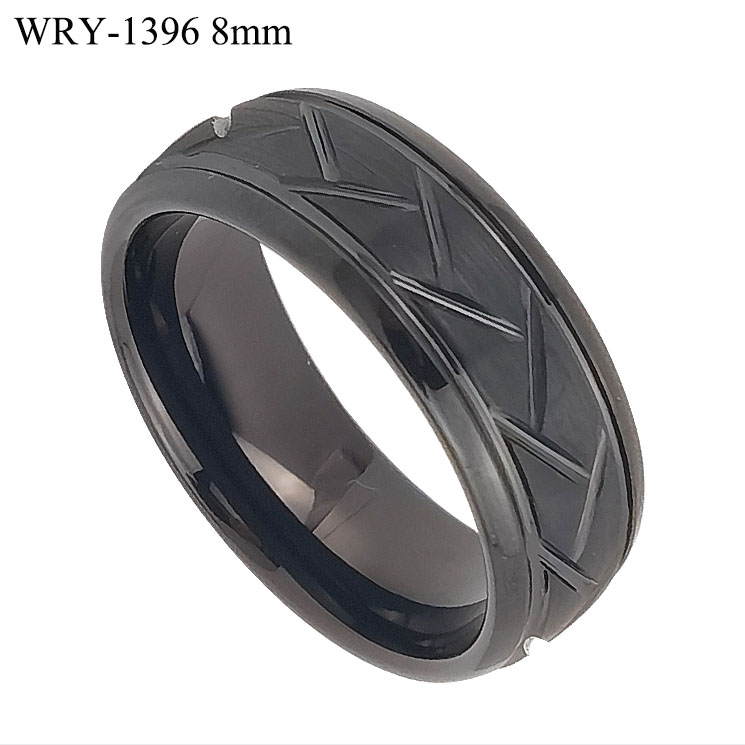 Cool Grooves Black Tungsten Ring