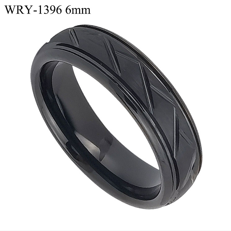 Cool Grooves Black Tungsten Ring