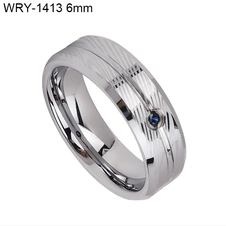 Real Diamond In;ay Tungsten Ring